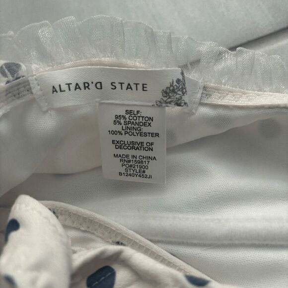 Altar'd State Corset Top Crop Tank Polka Dot Small White Blue Ruffled Coquette S - Picture 4 of 6